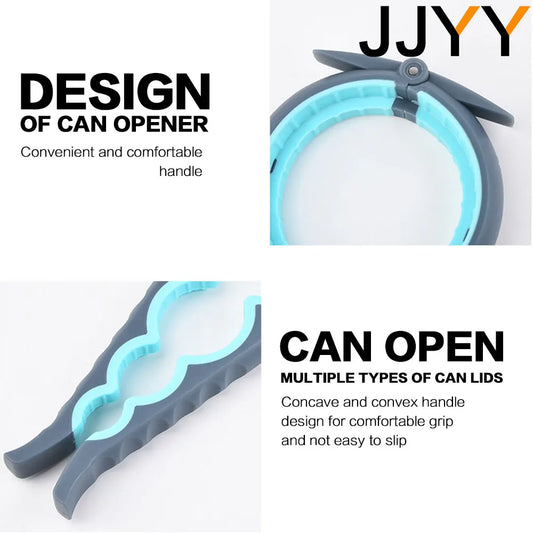 JJYY 5-in-1 Jar and Bottle Opener with Easy Grip – Quick Twist-Off Lid Remover for Bottles and Can Lids, Ideal for Everyday Cooking