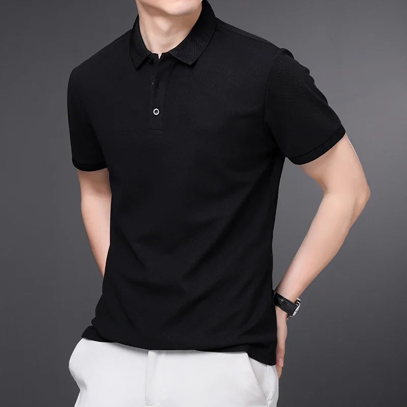 Men's Plain Short-Sleeve Polo Shirt – Summer Casual & Business Wear, Lightweight and Comfortable