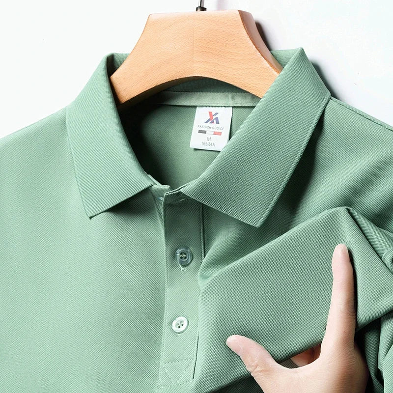 Men's Solid Color Polo Shirt – Summer Short Sleeve, Breathable & Comfortable Casual Top