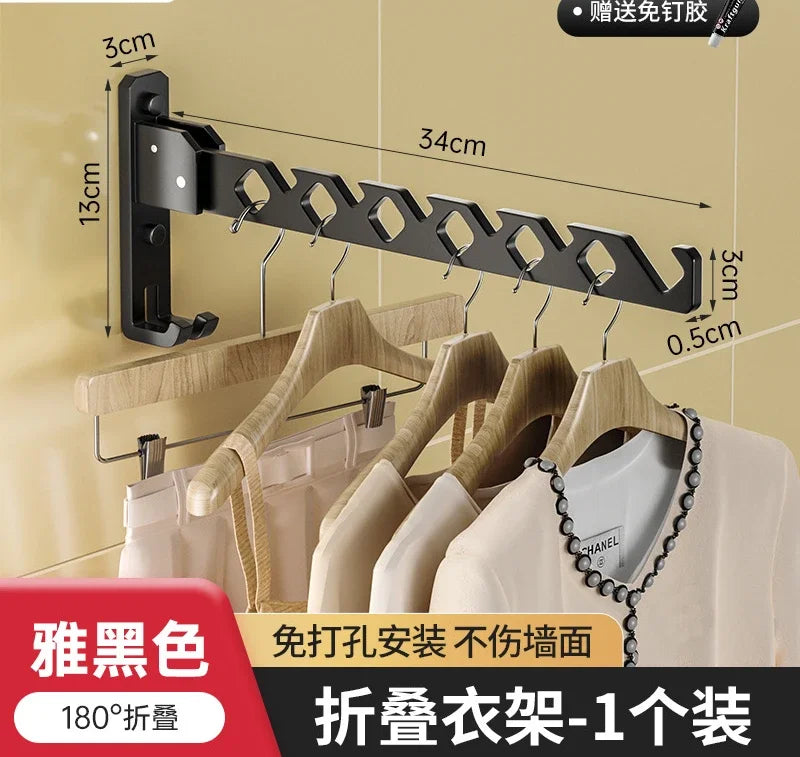 Wall-Mounted Folding Drying Rack – Retractable, No-Drill Indoor Clothes Hanger for Balcony or Laundry Room