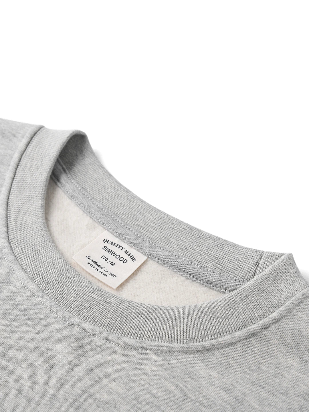 SIMWOOD 2025 Oversized 340gsm Brushed Fleece Sweatshirt – Embroidered Heavy-weight Pullover for Men