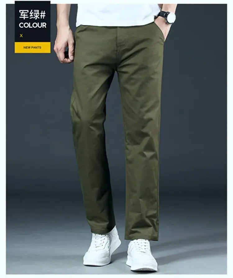 Men's Spring Loose-Fit Cotton Work Trousers – Durable Outdoor Straight-Leg Casual Business Pants 