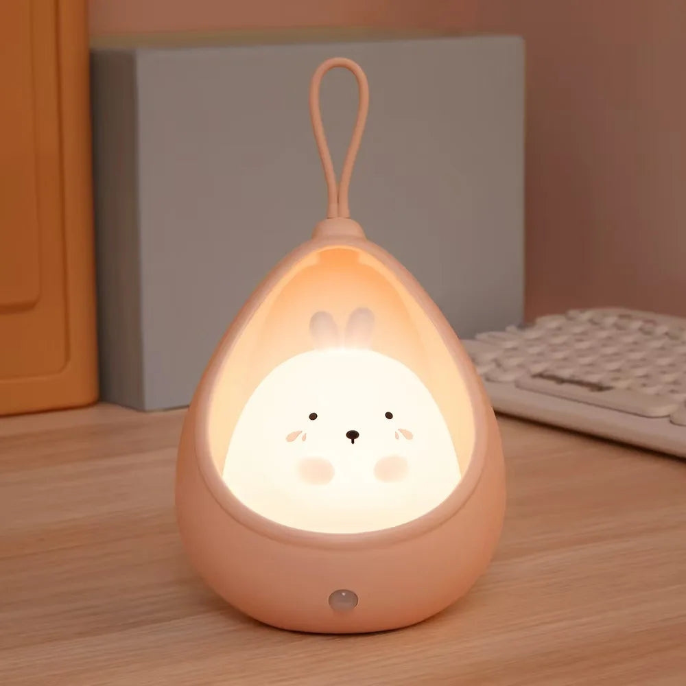 USB Rechargeable Silicone LED Night Light with Motion Sensor – Cute Animal Design for Kids' Bedroom or Nursery Wall