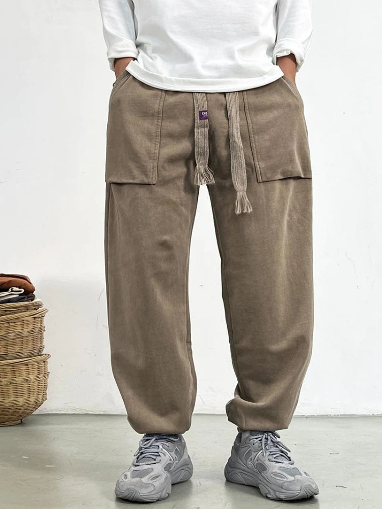 Premium Plus-Size Men's Sweatpants, Loose Fit Streetwear Joggers, Korean Style Baggy Harajuku Trousers