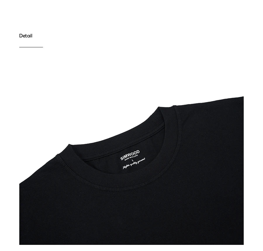SIMWOOD 2025 Men’s Oversized 100% Cotton T-Shirt – Breathable & Comfortable Spring/Summer Top, 310gsm