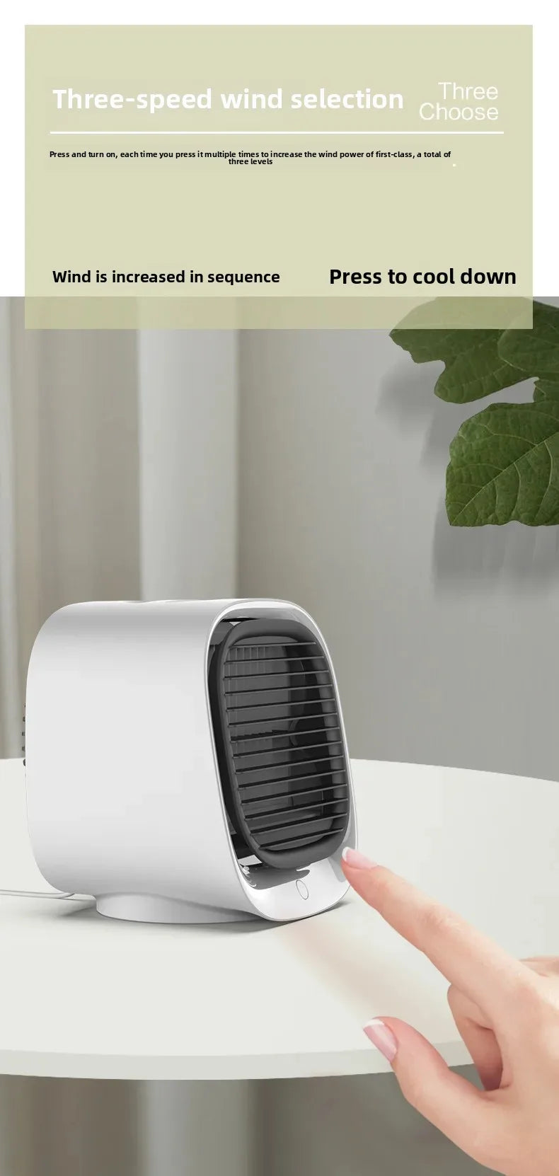 Portable Mini Air Conditioner – Personal Evaporative Cooler with 3-Speed Fan, Compact Desk Cooling Fan for Office, Home, or Car Use