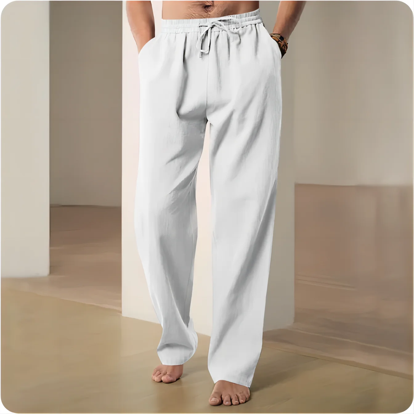 2025 Men's Lightweight Cotton-Linen Blend Casual Pants – Breathable, Comfortable Straight-Fit Trousers for Spring & Summer