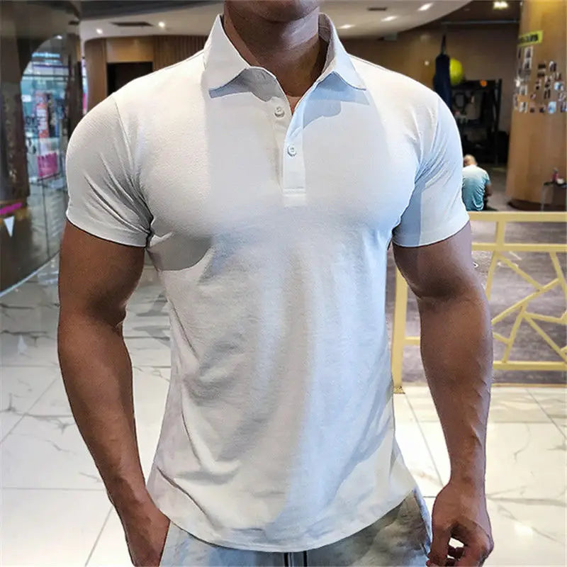 Men’s Slim Fit Polo Shirt – Quick Dry Solid Color Short Sleeve Sports Tee for Spring & Summer