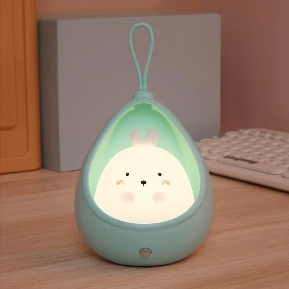 USB Rechargeable Silicone LED Night Light with Motion Sensor – Cute Animal Design for Kids' Bedroom or Nursery Wall