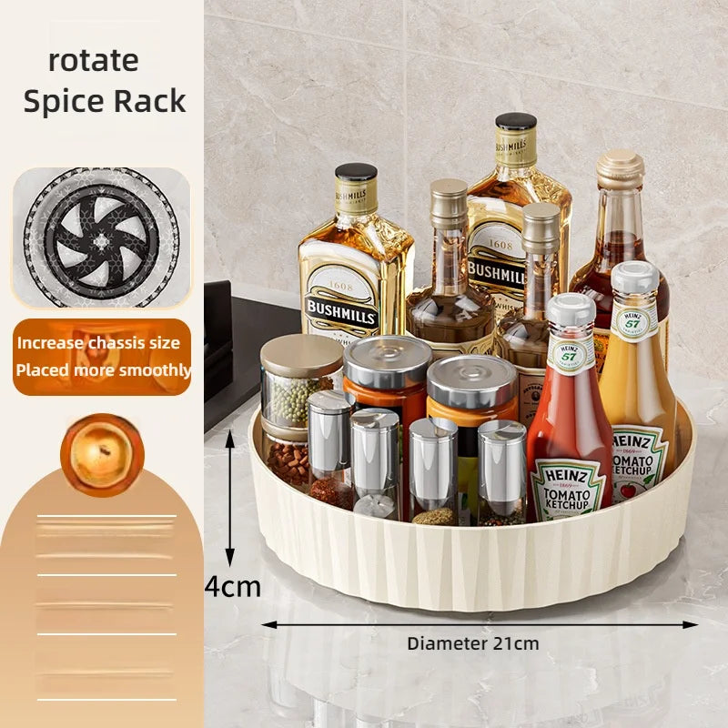360° Rotatable Non-Slip Storage Rack for Kitchen and Bathroom — Spice, Cosmetic, and Cabinet Organizer Tray