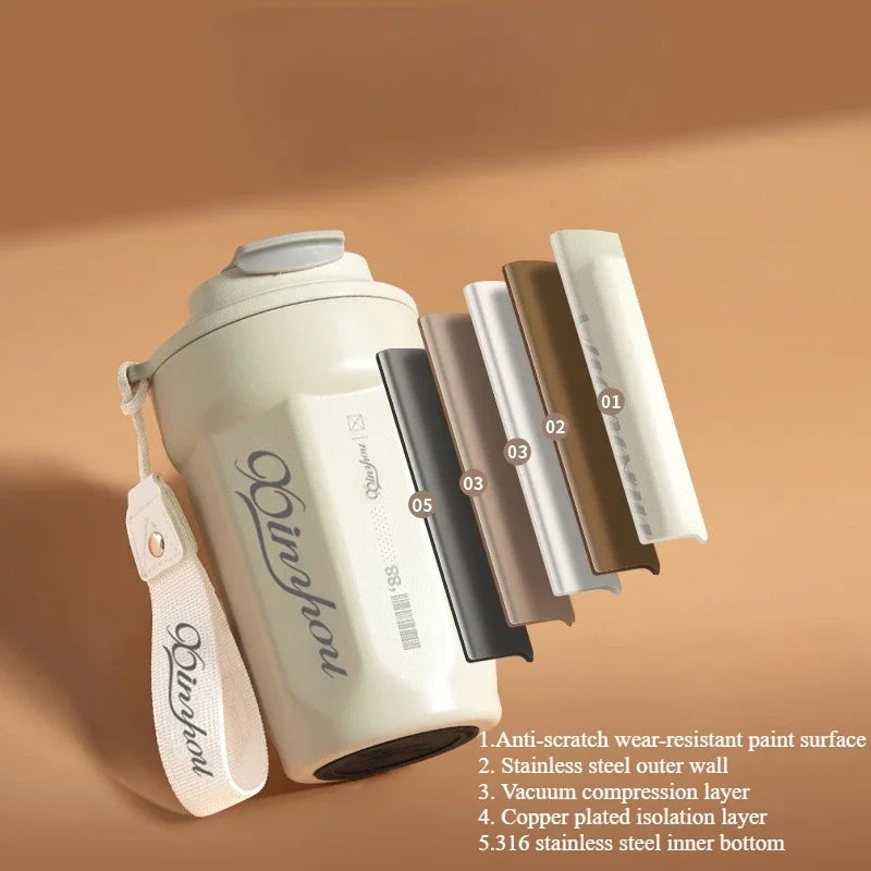 480ml Travel Coffee Mug, Insulated Coffee Mug, Double Walled Stainless Steel Insulated Coffee Tumbler for Hot/Ice Coffee Tea