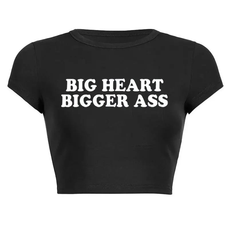 Y2K Goth Star Girl Print Tee for Women – Grunge Streetwear, Aesthetic 2000s Slim Crop T-shirt, Cute Emo Girl Kawaii Fashion
