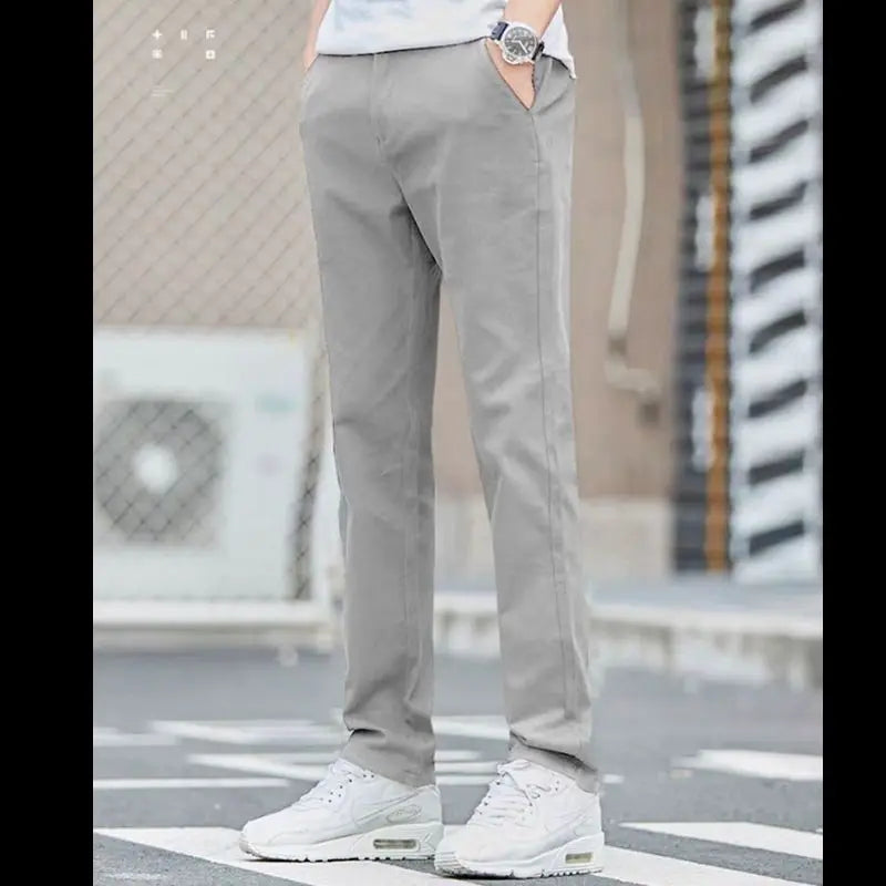 Men's Spring Loose-Fit Cotton Work Trousers – Durable Outdoor Straight-Leg Casual Business Pants 