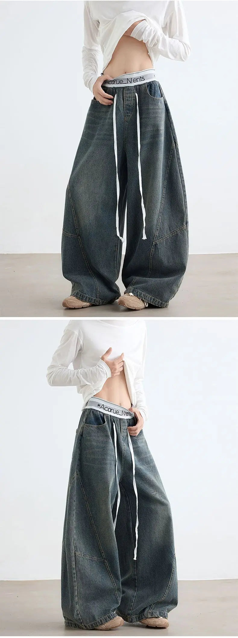 New American Style Men’s Stretch Wide-Leg Cowboy Jeans – Retro Washed Loose Fit Denim for Autumn & Winter 