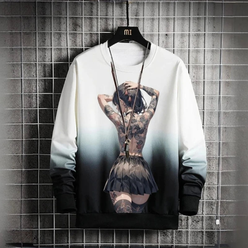 3D Printed Anime Character Long Sleeve T-Shirts for Men – Autumn Oversized O-Neck Sportswear Pullover