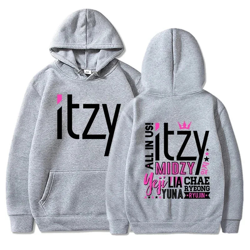 Unisex Kpop ITZY Hoodie – Casual Long Sleeve Printed Sweatshirt for Men & Women | Autumn/Winter Korean Fashion Pullover
