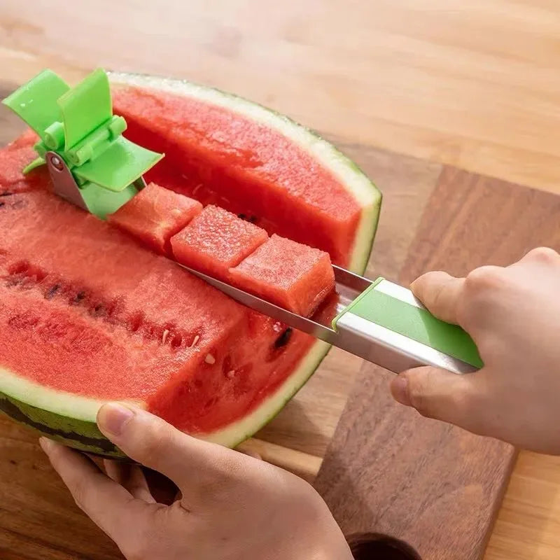 Stainless Steel Watermelon Slicer with Windmill Blade – Easy Fruit Cutter & Salad Tool for Kitchen