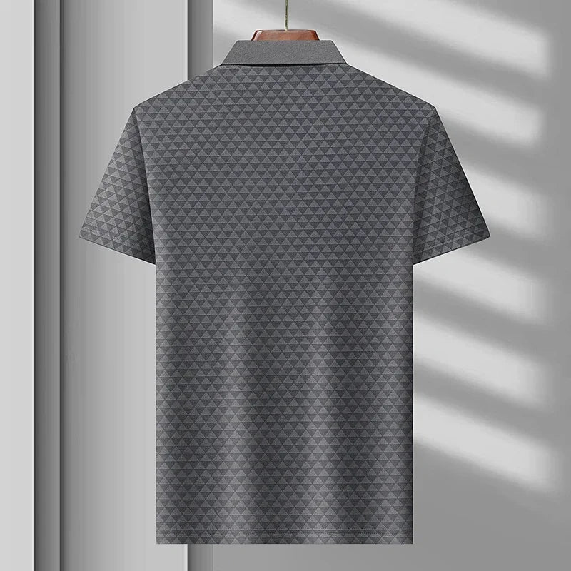 Men’s Breathable Ice Silk Polo Shirt – Seamless Short Sleeve Business Casual Summer Top