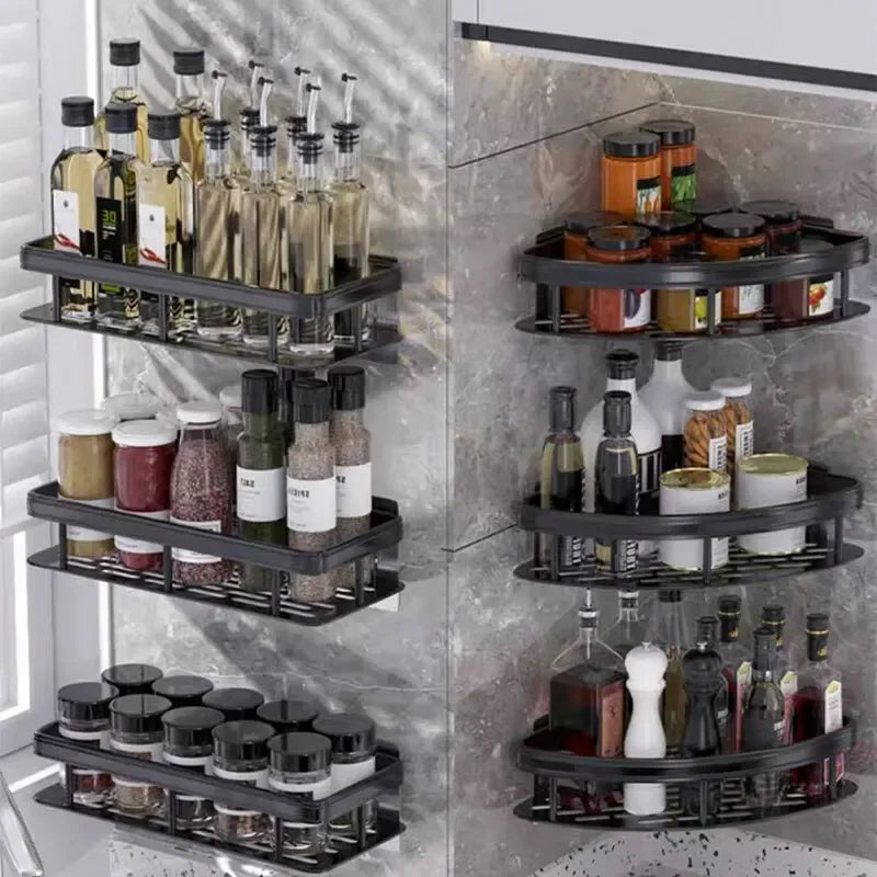 No-Drill Bathroom Corner Shelf – Wall-Mounted Shower Organizer Rack for Toiletries & Essentials