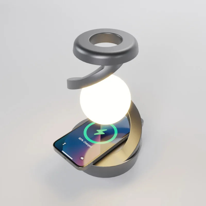 RGB Touch Night Lamp with Wireless Charging – Decorative Table Light for Bedroom, Bar, Hotel, and Gaming Room