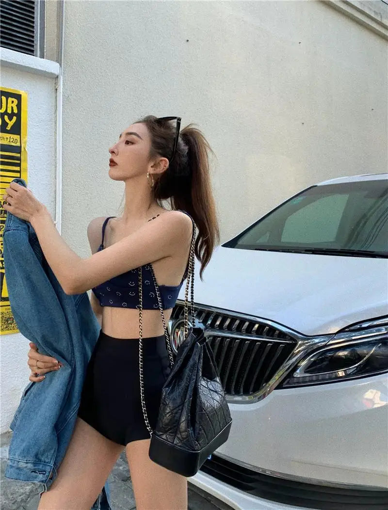 Women's High-Waist Black Shorts – Slim Fit Solid Color Summer Bottoms for Dance, Club, K-pop, and Streetwear Style (Up to 5XL)