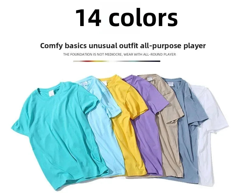 Unisex 100% Cotton White Tee – Breathable, Loose-Fit Round Neck Short Sleeve Top
