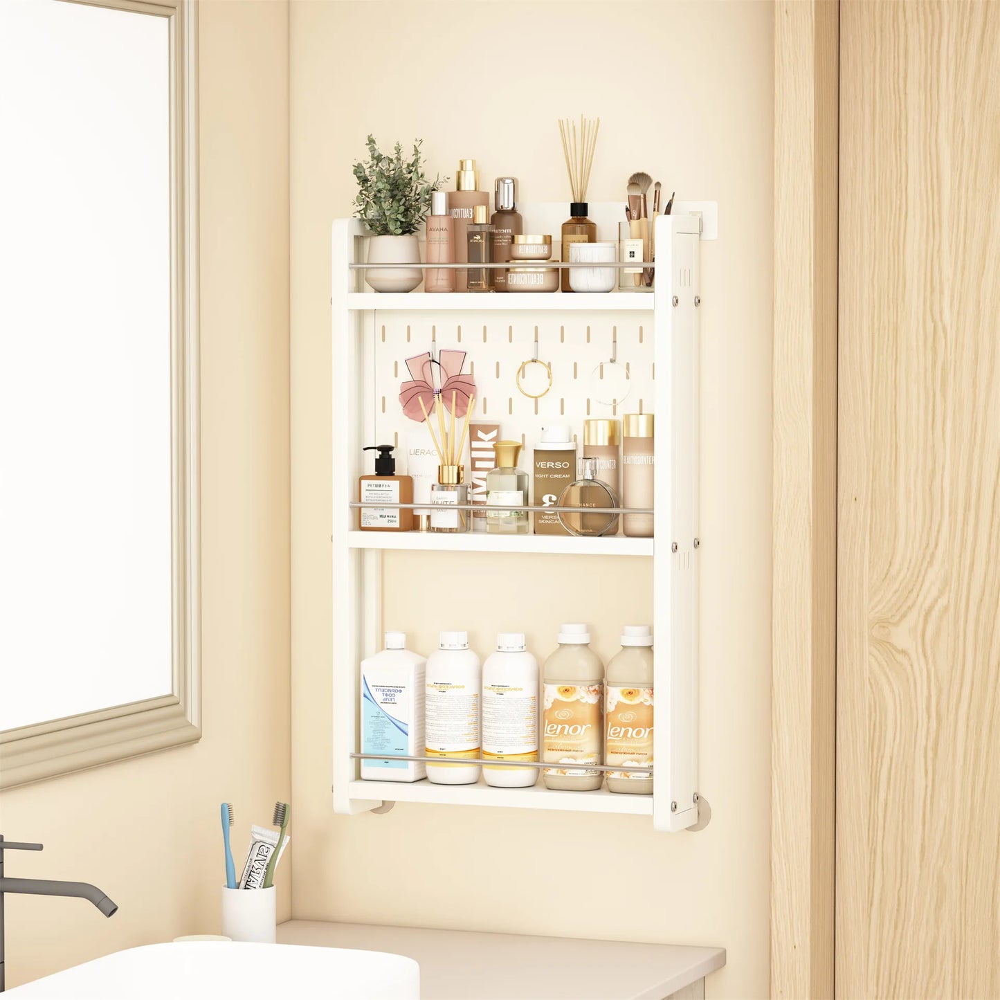 Wall-Mounted Bathroom Corner Shelf – Perforated Organizer Rack for Shampoo, Toothbrush, and Toiletries