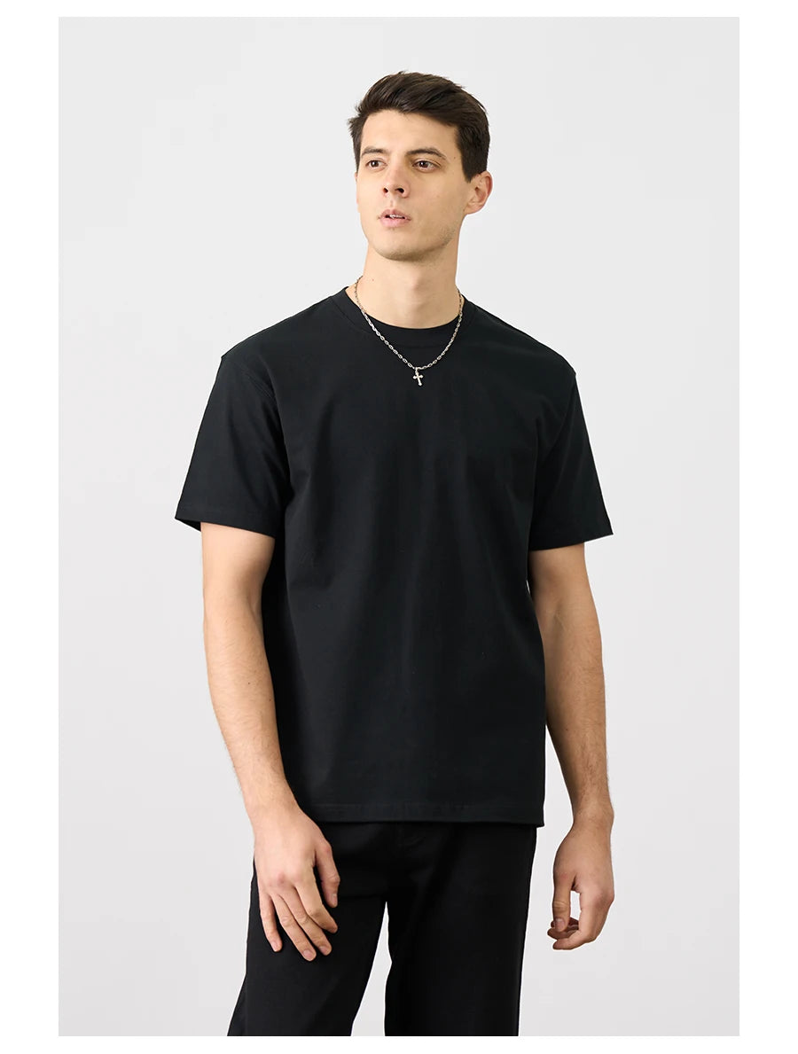 SIMWOOD 2025 Men’s Oversized 100% Cotton T-Shirt – Breathable & Comfortable Spring/Summer Top, 310gsm