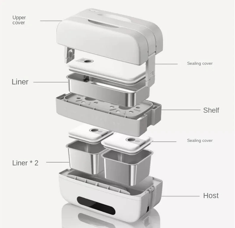 Portable Electric Lunch Box with Self-Heating, 220V Rice Cooker and Multi-Function Food Steamer