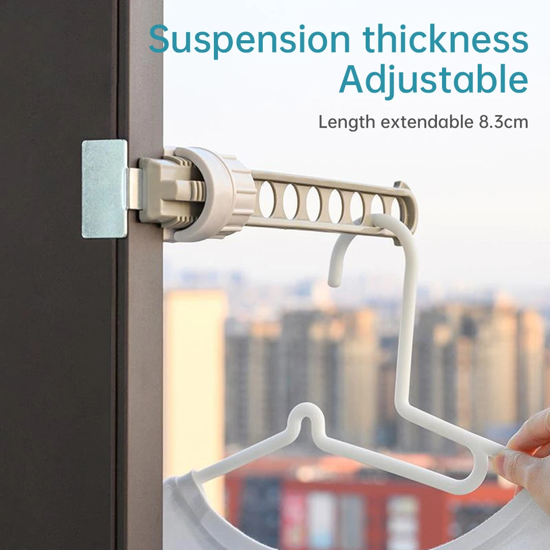 Wall-Mounted Clothes Drying Rack for Balcony & Bathroom – 8-Hole Space-Saving Indoor Laundry Hanger