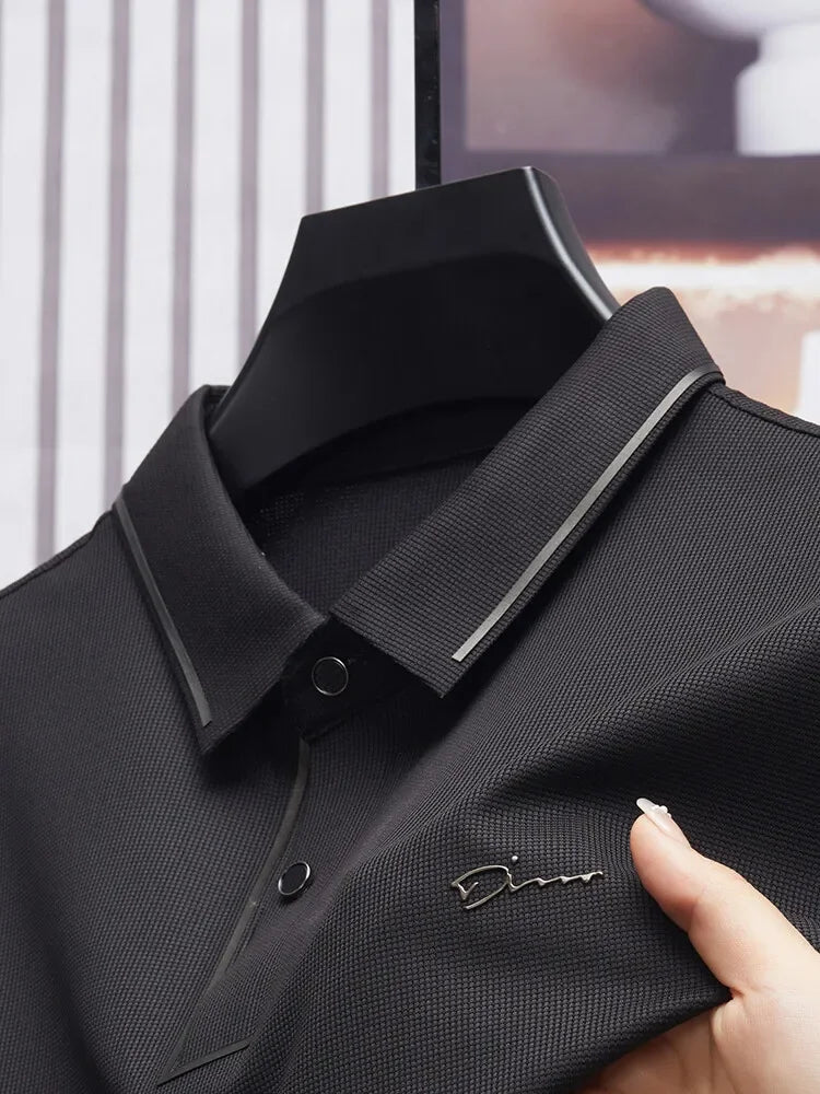 Men's Seamless Polo Shirt – Premium Cool Touch Fabric, Slim Fit Business Casual Golf Tee with Turn-Down Collar
