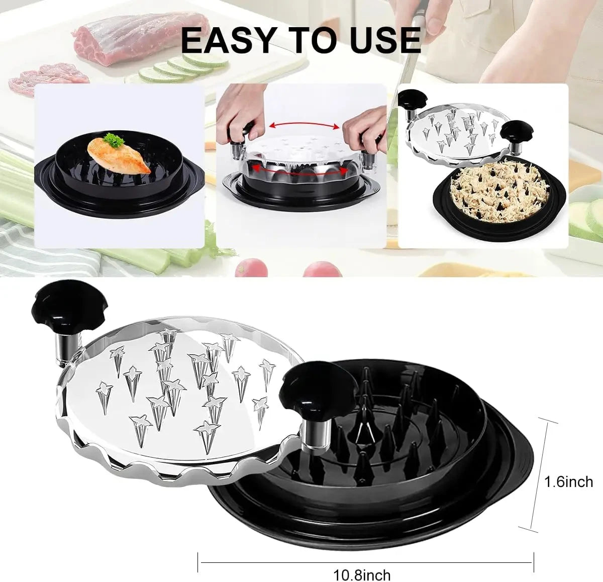 Chicken Shredding Tool with Lid – Meat Breast Shredder and Mincing Grinder for Chicken, Pork, and Beef