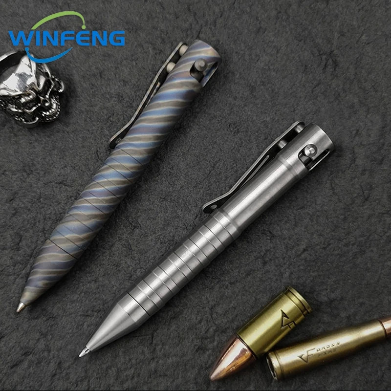 Titanium Tactical Ballpoint Pen – Bolt Action Business Pen with Glass Breaker, Self-Defense Survival EDC Tool