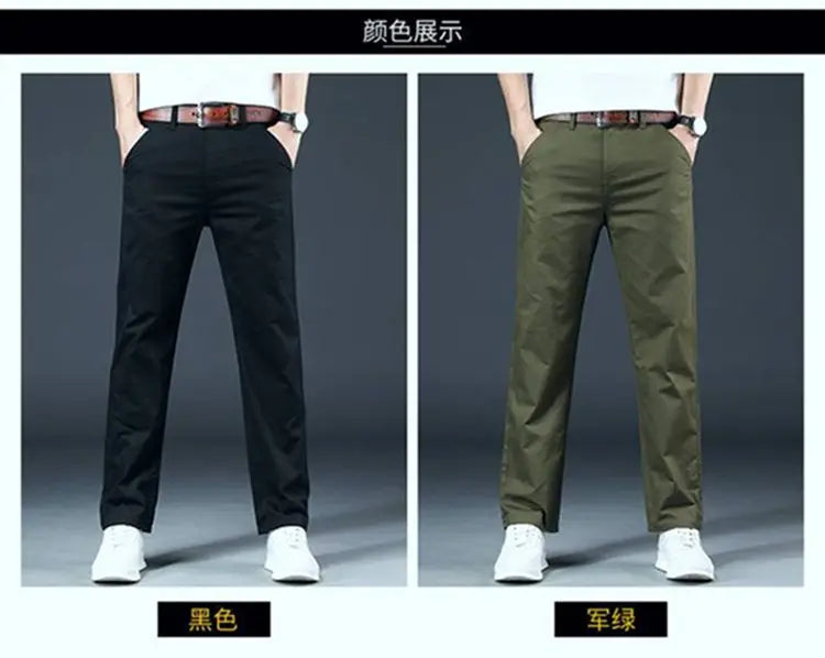 Men's Spring Loose-Fit Cotton Work Trousers – Durable Outdoor Straight-Leg Casual Business Pants 