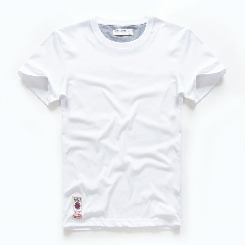 Men’s Classic Solid Color Cotton T-Shirt – Summer 2023 Collection | Casual O-Neck Basic Tee – High-Quality White & Black Short Sleeve Top