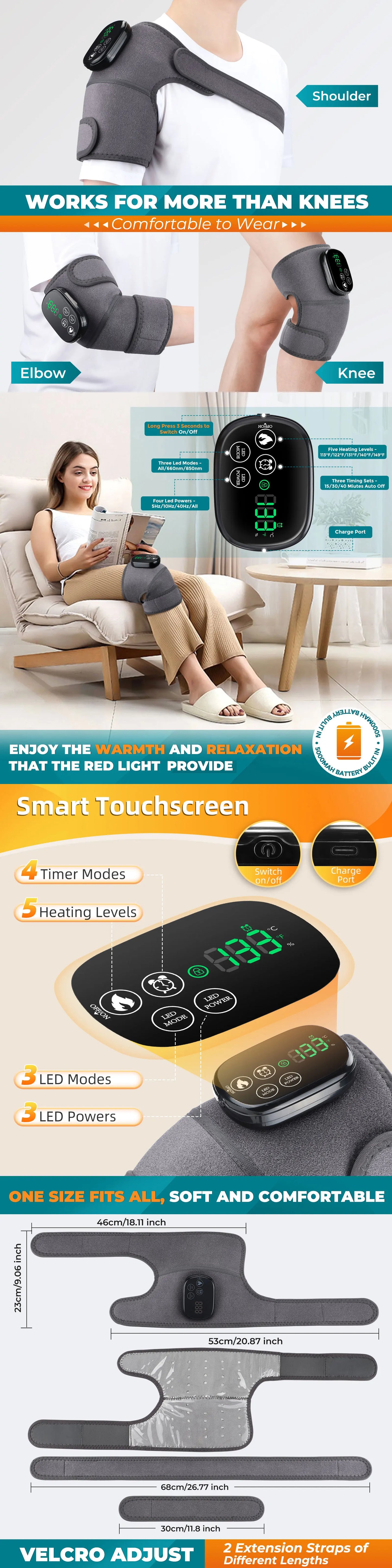 3-in-1 Electric Heated Knee Massager Pad with Vibration – Hot Compress for Shoulder, Elbow & Joint Muscle Relief