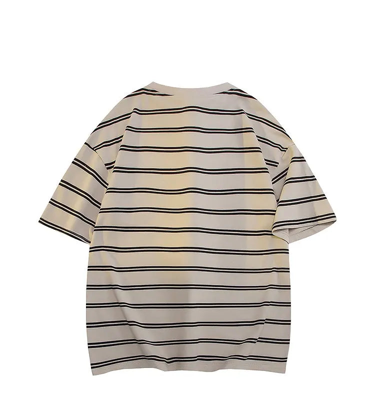 Men’s Striped Cotton T-Shirt – Casual Summer Fashion Tee, Oversized Fit, Available Up to 5XL, Funny and Stylish Design 