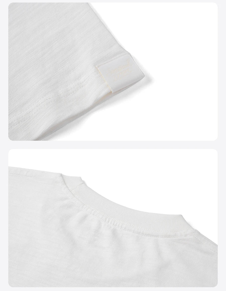 SIMWOOD 2025 Summer Oversized Heavyweight 300gsm Slub Cotton T-Shirt for Men with Letter Embroidery