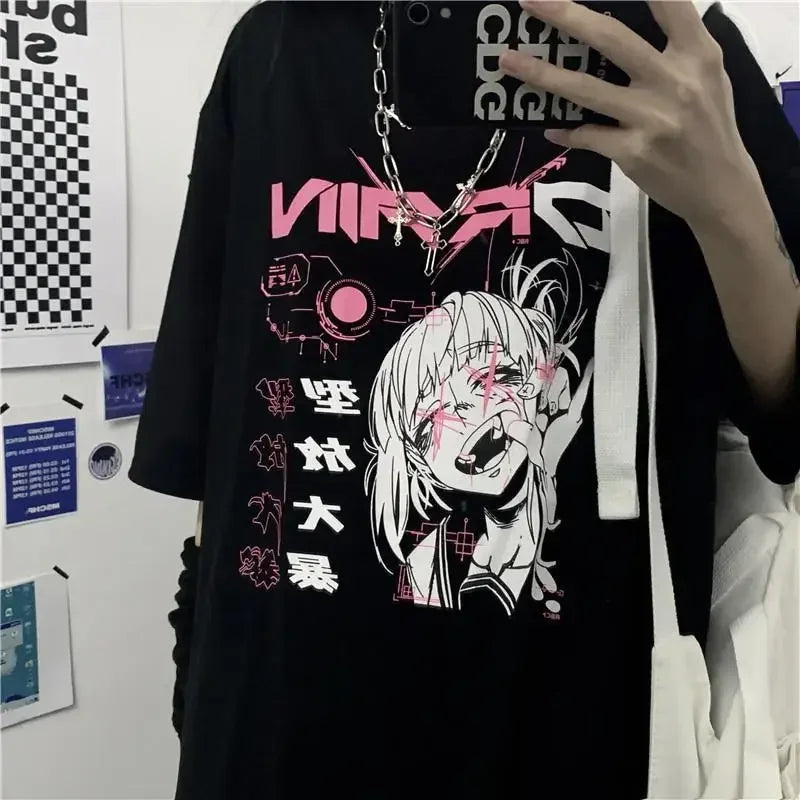 Women's Gothic Harajuku Loose T-Shirt – Aesthetic Dark Grunge Y2K Streetwear Top