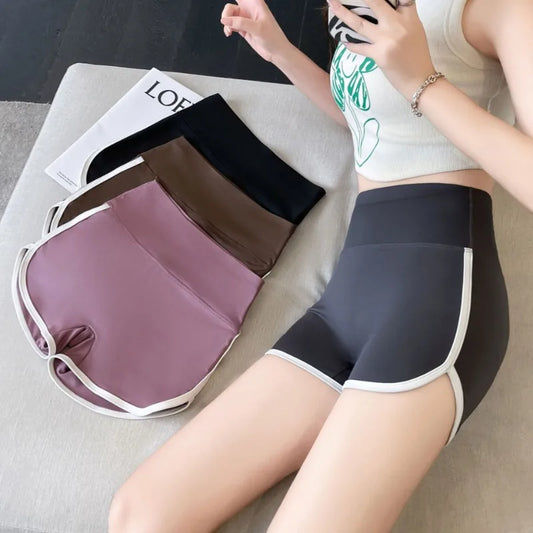 Women’s Solid Color Summer Streetwear Shorts – Elastic Waist, Breathable, Slim Fit, Vintage-Inspired Casual Gym Hot Pants