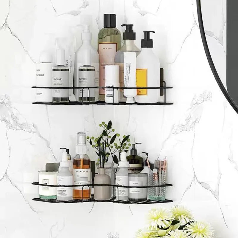 Corner Iron Bathroom Shelf Kitchen Organizer Rack Shower Caddy for Shampoo and Accessories Storage