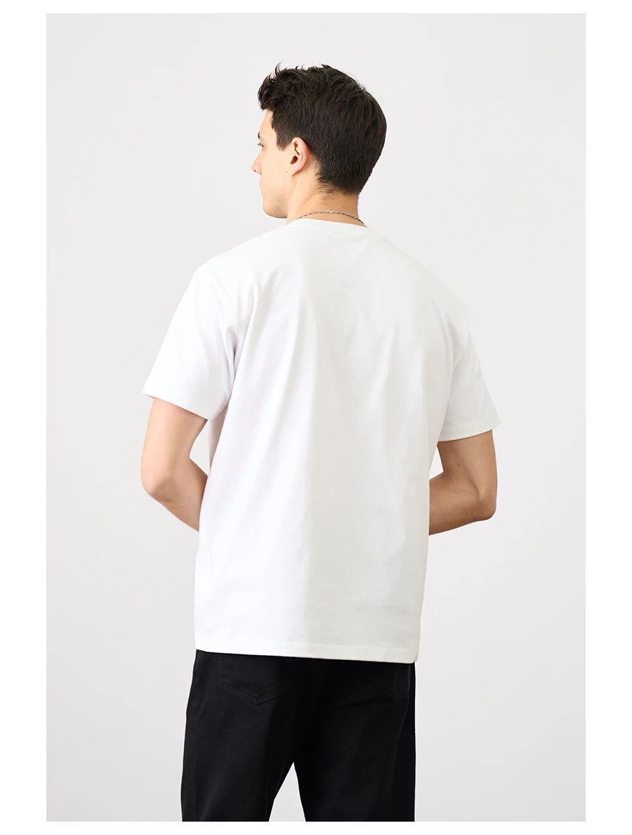 SIMWOOD 2025 Men’s Oversized 100% Cotton T-Shirt – Breathable & Comfortable Spring/Summer Top, 310gsm
