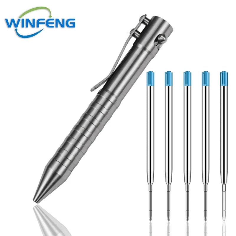 Titanium Tactical Ballpoint Pen – Bolt Action Business Pen with Glass Breaker, Self-Defense Survival EDC Tool