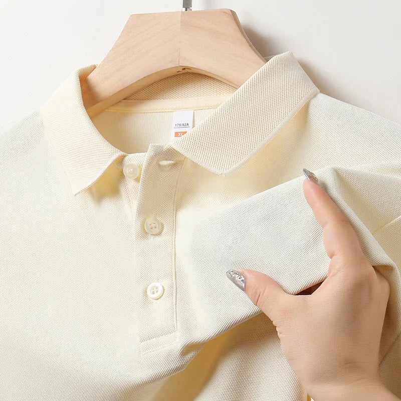 Men's Plain Short-Sleeve Polo Shirt – Summer Casual & Business Wear, Lightweight and Comfortable