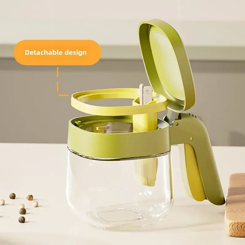 Transparent Glass Spice Jar with Spoon – Flip Cover Seasoning Container for Salt, MSG, Chicken Essence, and More
