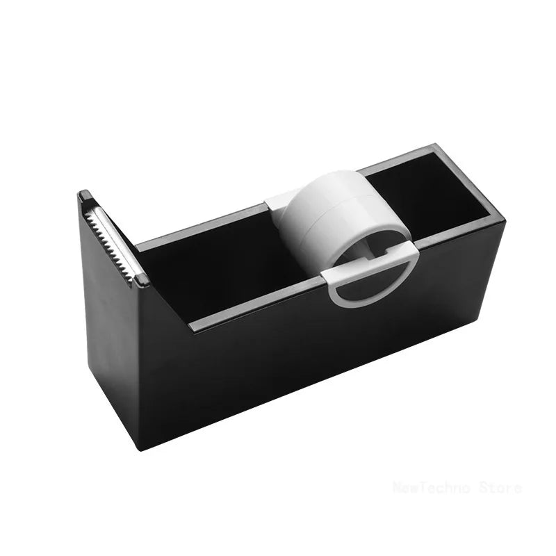 Plastic Roller Tape Dispenser with Cutter – Adhesive Tape Holder for Office, School, and Packing Supplies