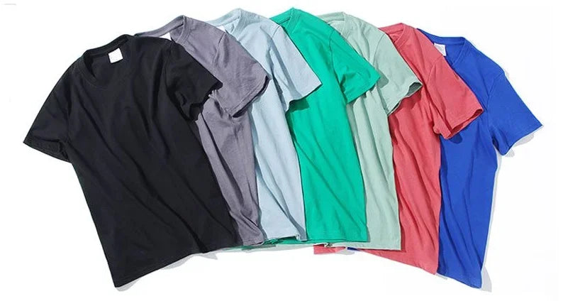 100% Cotton Unisex T-Shirt – Solid Color O-Neck Short Sleeve Tee, Korean Loose Fit (M–4XL)
