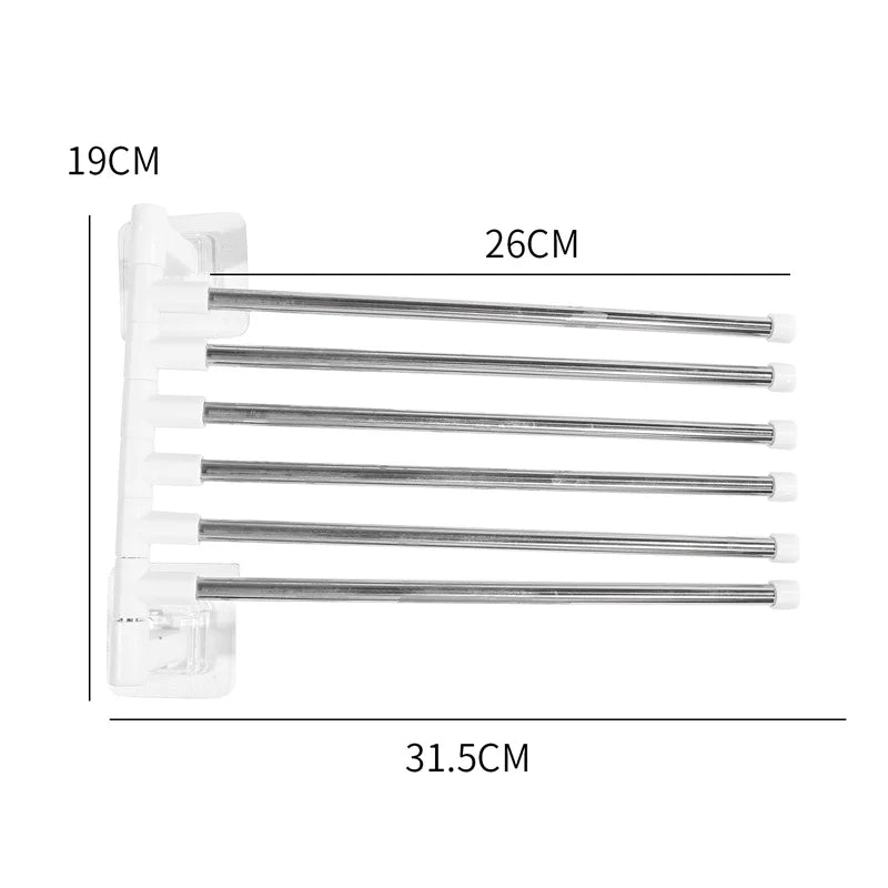 Rotating Bathroom Towel Rack – Punch-Free Wall-Mounted Stainless Steel Organizer with Suction Cup