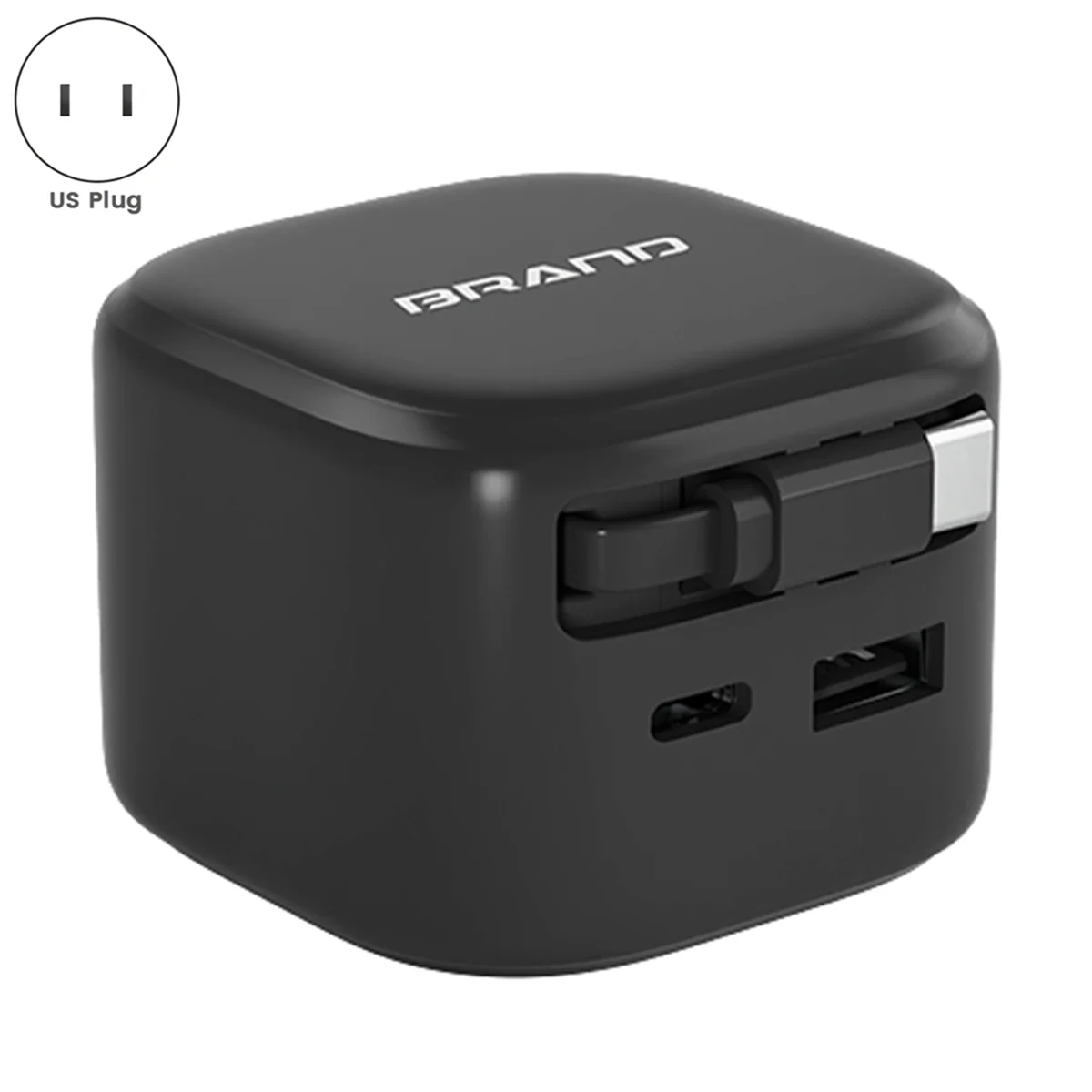 Advanced 35W USB Type-C Retractable Fast Charger | PD Travel Adapter with Lithium Battery Support – US Plug