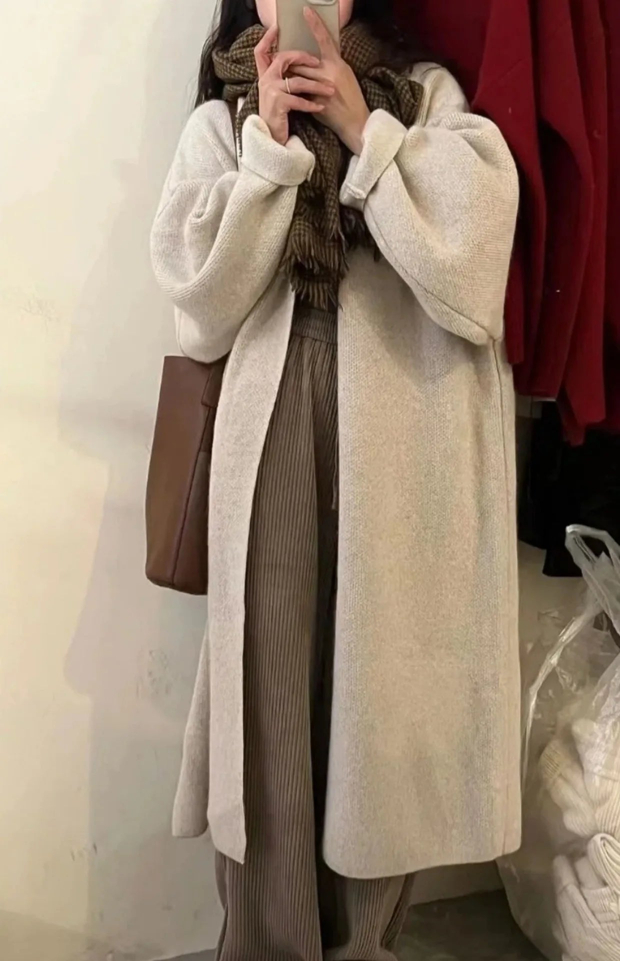 2024 Women's V-Neck Knit Cardigan – Long Sleeve Open Front Sweater, Loose Fit Solid Color Winter Outerwear